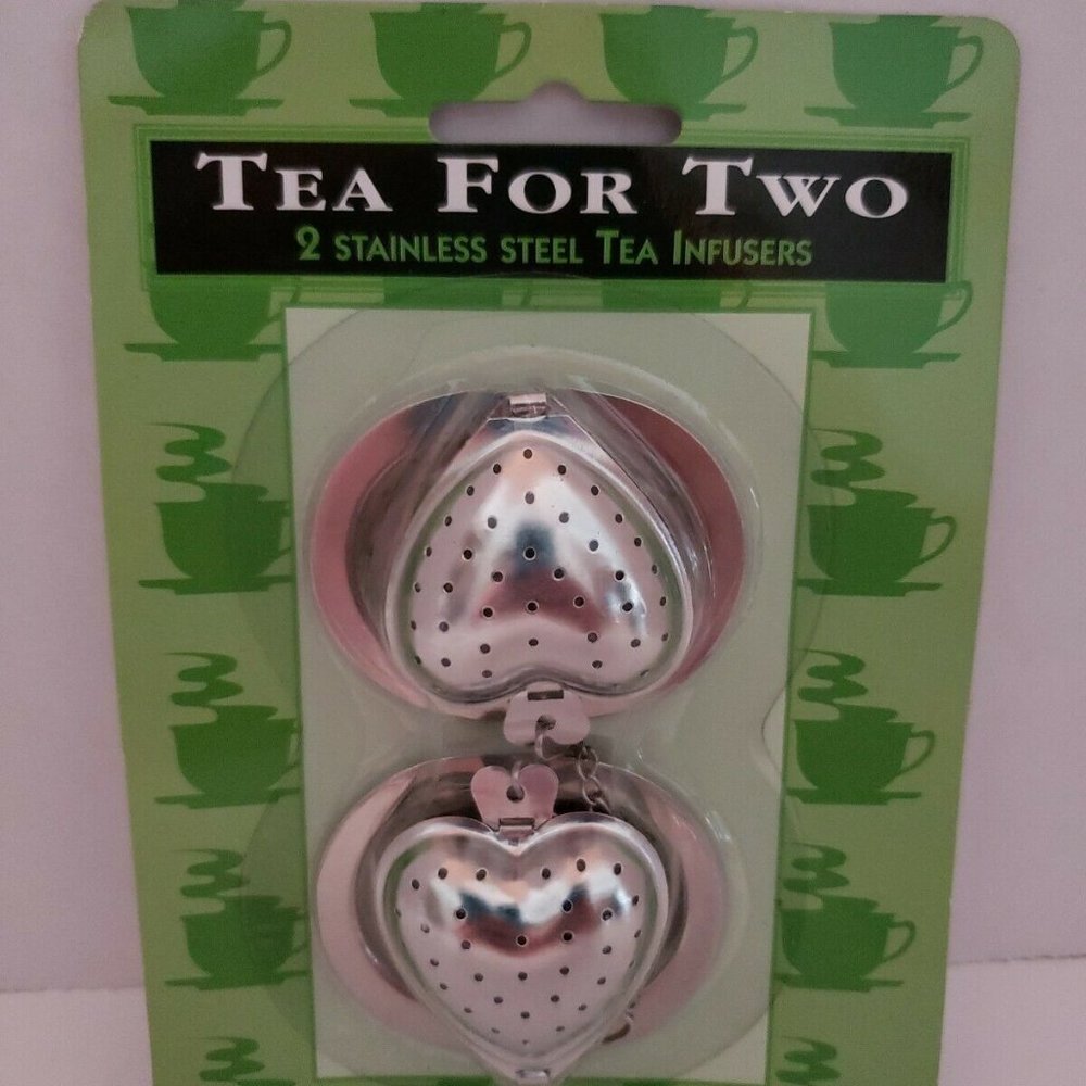 Tea For Two 2 Stainless Steel Tea Infusers Hearts NEW